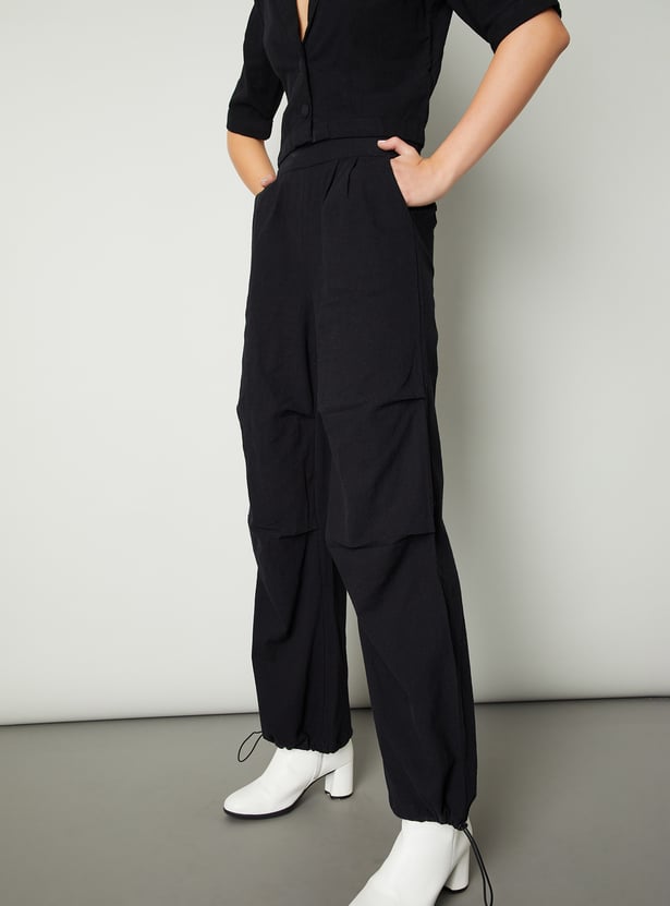 Women Solid Parachute Pants