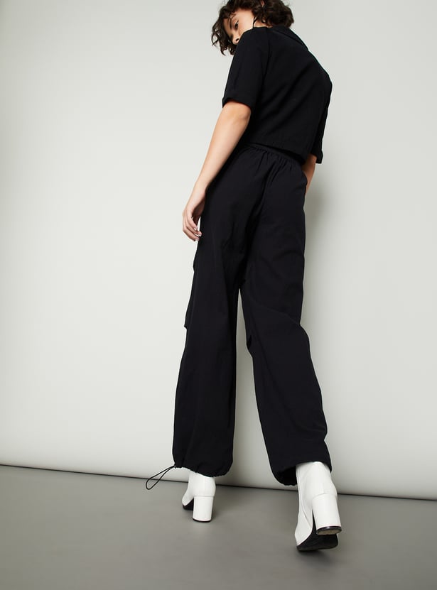 Women Solid Parachute Pants