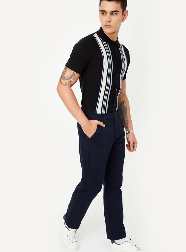 TIGHTBOOTH/STRIPE KNIT OPEN POLO（Black） STRIPE KNIT OPEN POLO