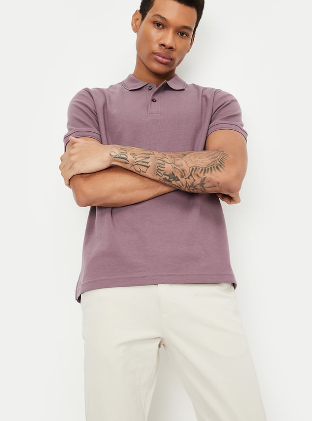 Men Solid Regular Fit Polo T-shirt