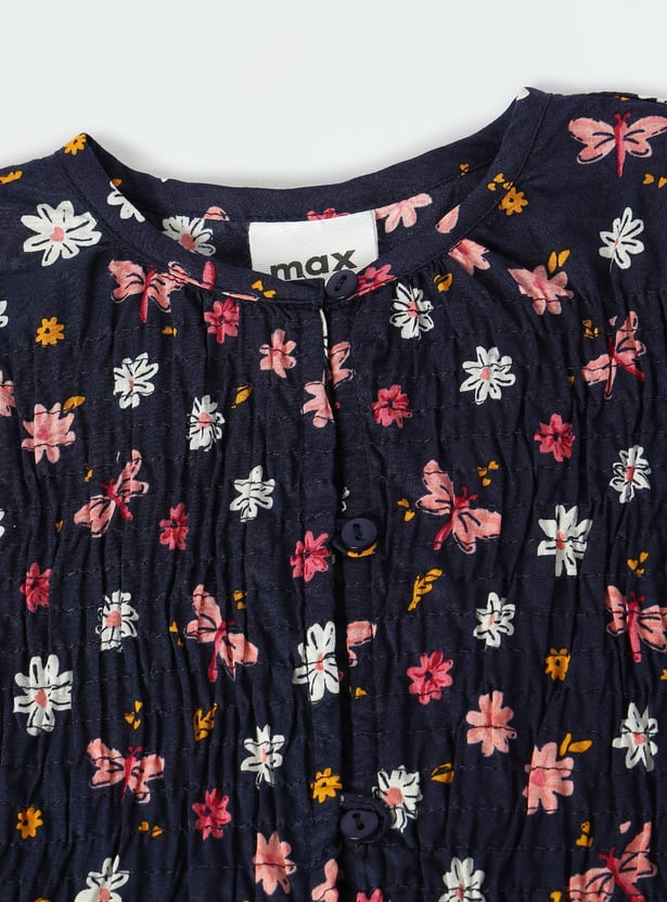 Girls Floral Print A-line Top