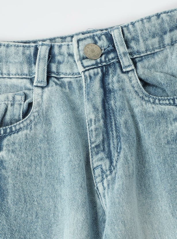 Boys Loose Fit Washed Cargo Jeans