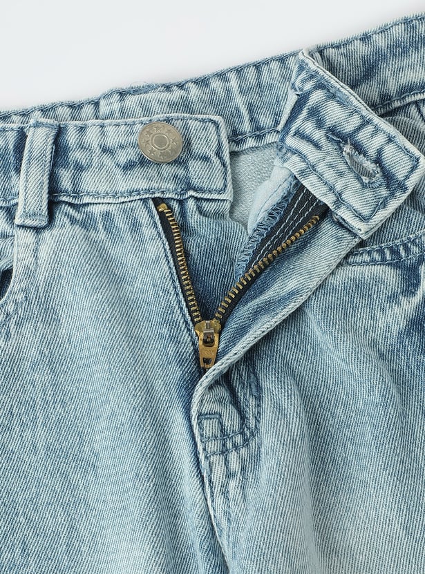 Boys Loose Fit Washed Cargo Jeans