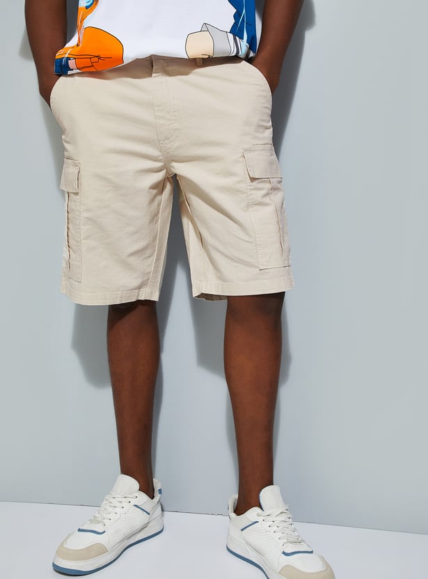 URB_N Men Checked Cargo Shorts