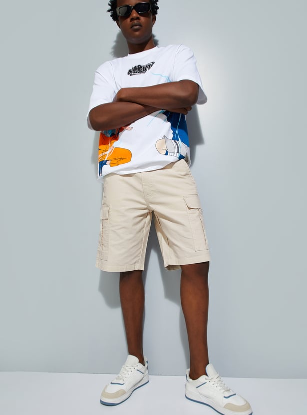 URB_N Men Checked Cargo Shorts