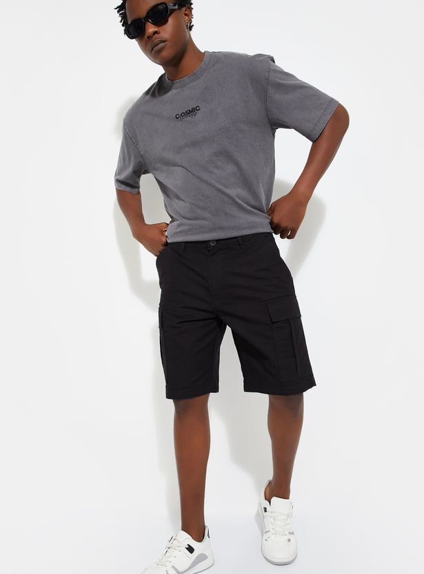 URB_N Men Checked Cargo Shorts