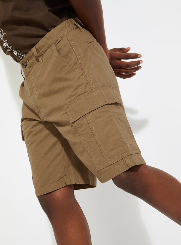 URB_N Men Checked Cargo Shorts