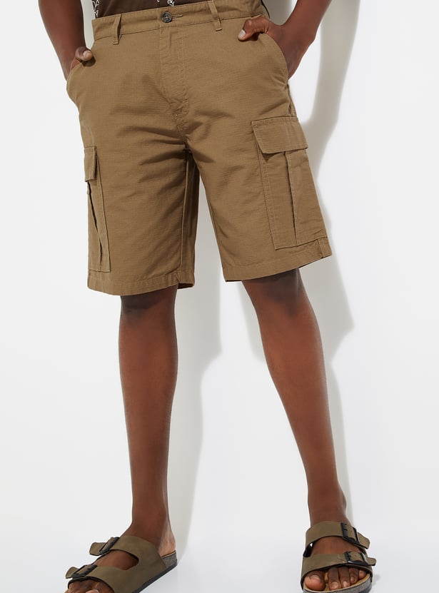 URB_N Men Checked Cargo Shorts