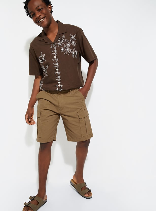 URB_N Men Checked Cargo Shorts