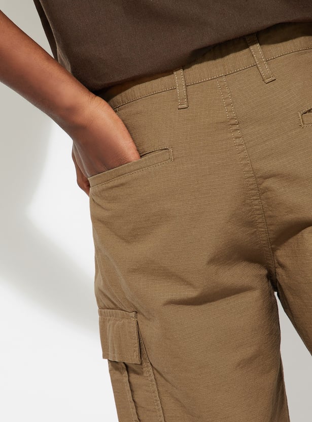 URB_N Men Checked Cargo Shorts