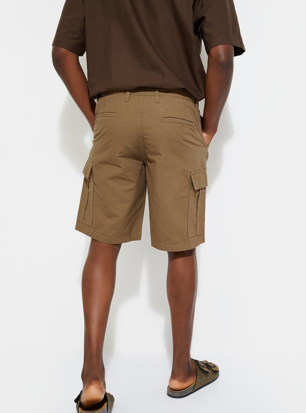 URB_N Men Checked Cargo Shorts