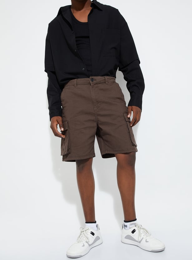 URB_N Men Solid Cargo Shorts