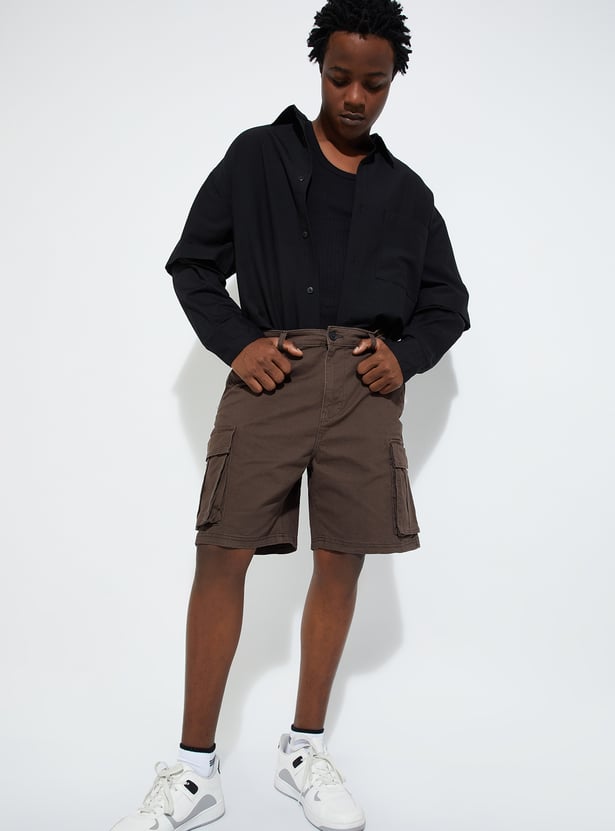 URB_N Men Solid Cargo Shorts