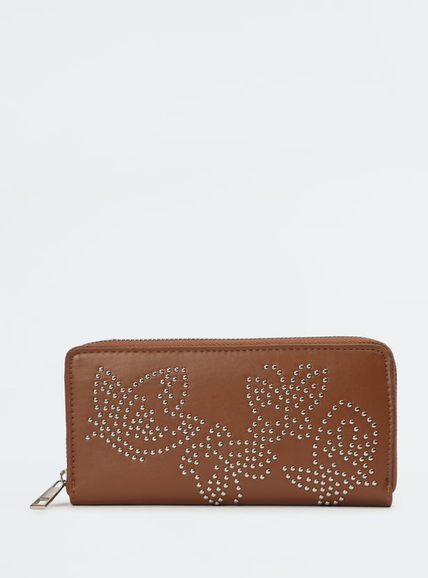 Women Studded Zip-Around Wallet