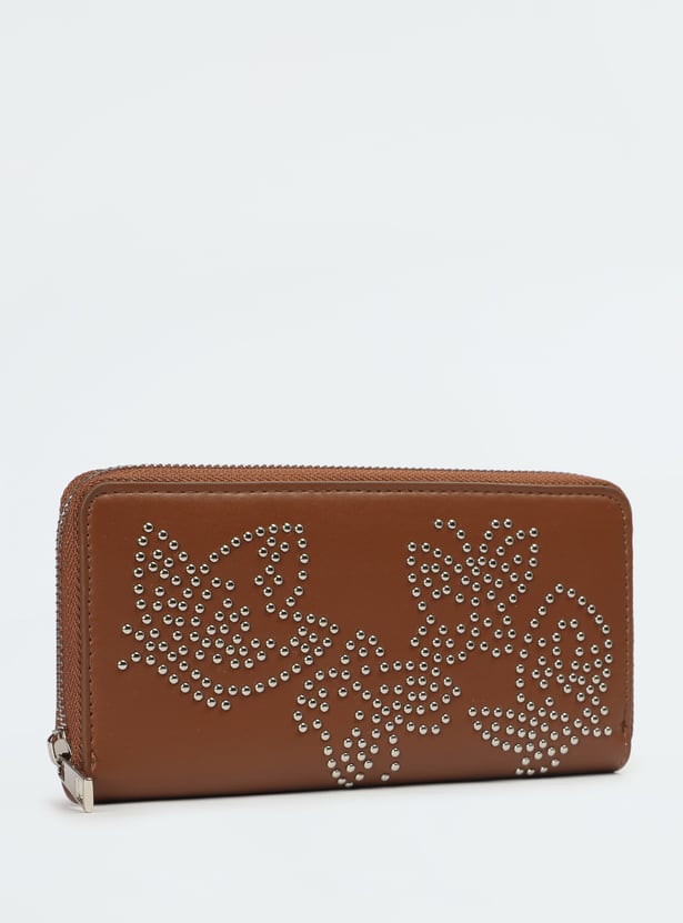 Women Studded Zip-Around Wallet