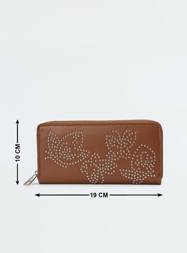 Women Studded Zip-Around Wallet