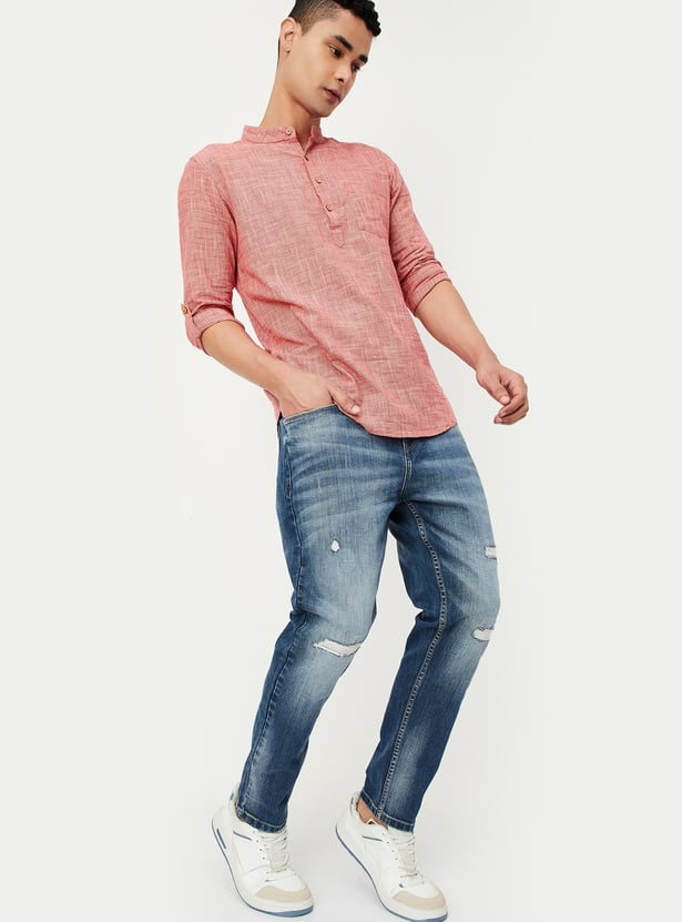 Men Carrot Fit Distressed Jeans