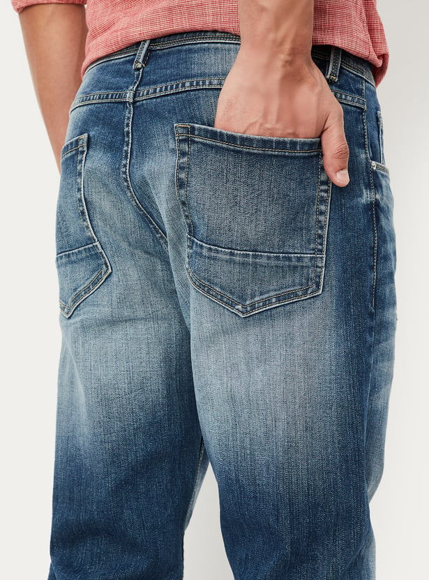 Men Carrot Fit Distressed Jeans