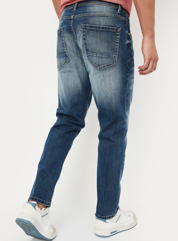 Men Carrot Fit Distressed Jeans