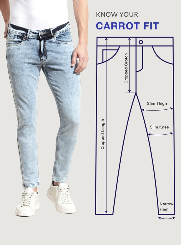 Men Carrot Fit Distressed Jeans