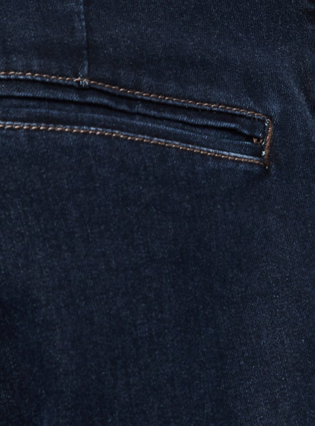 Men Carrot Fit Washed Cargo Jeans