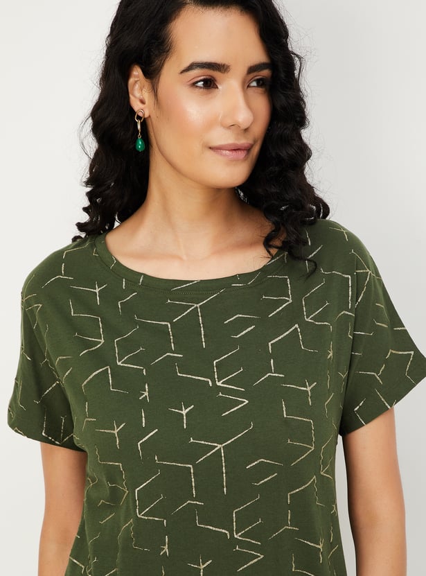 Women Glitter Printed T-shirt