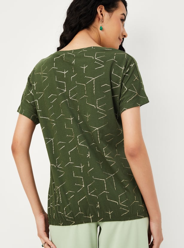 Women Glitter Printed T-shirt