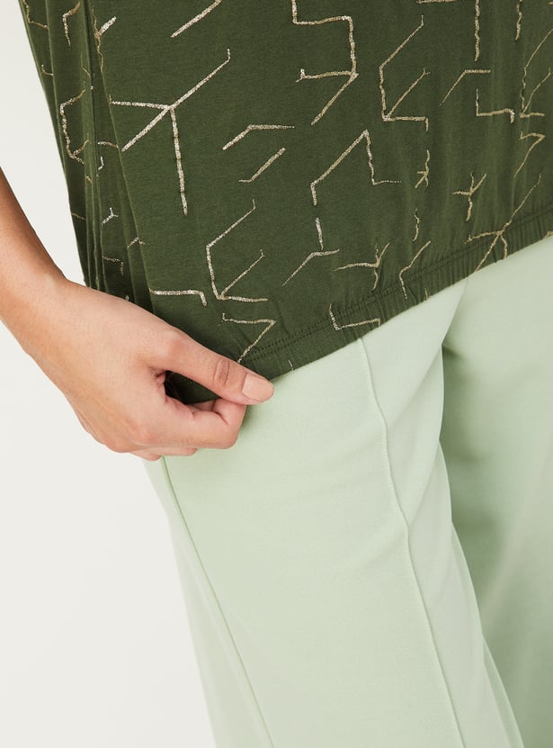 Women Glitter Printed T-shirt