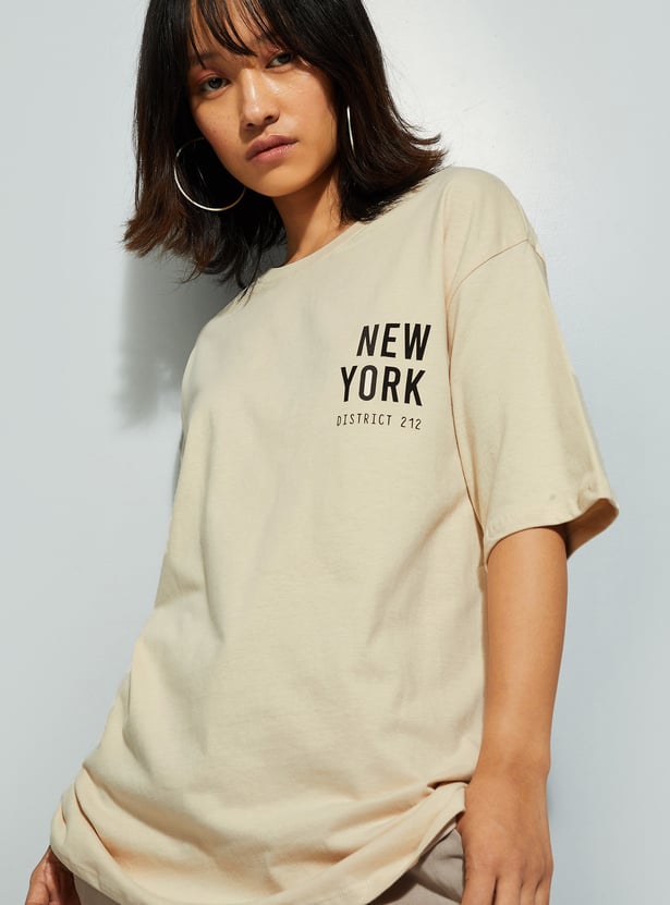 URB_N Women Oversized Back Printed T-shirt