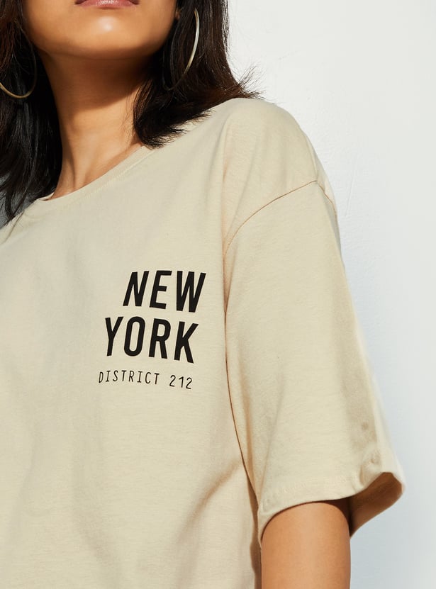 URB_N Women Oversized Back Printed T-shirt