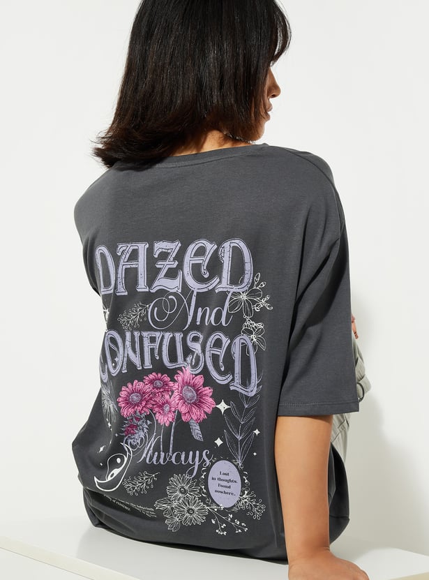 URB_N Women Oversized Back Printed T-shirt