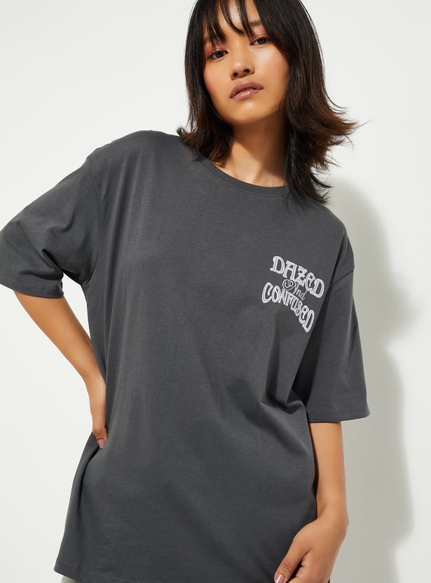 URB_N Women Oversized Back Printed T-shirt