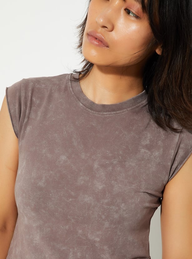 URB_N Women Acid Washed Cropped T-shirt