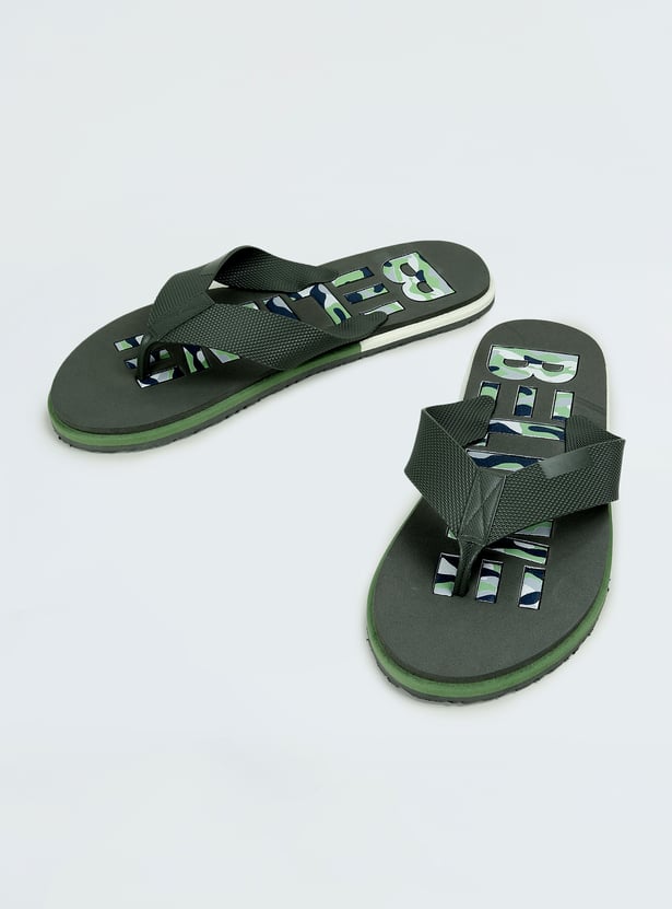 Men Printed V-Strap Slippers