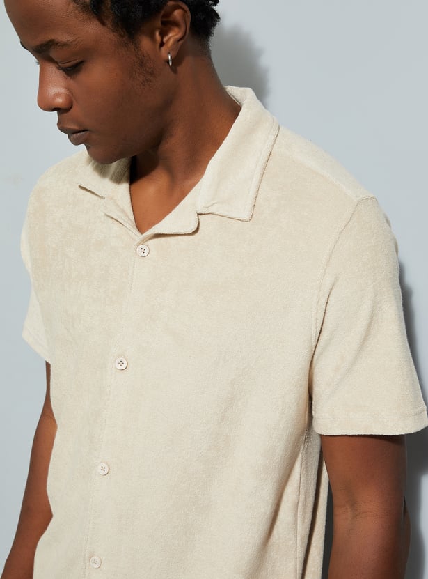 URB_N Men Textured Resort Collar Lounge Shirt