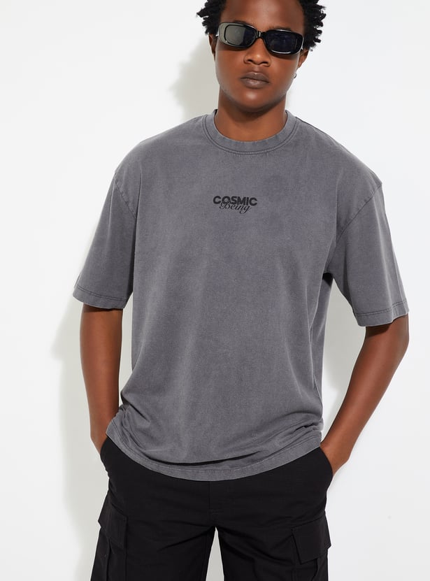 URB_N Men Oversized Back Print T-shirt