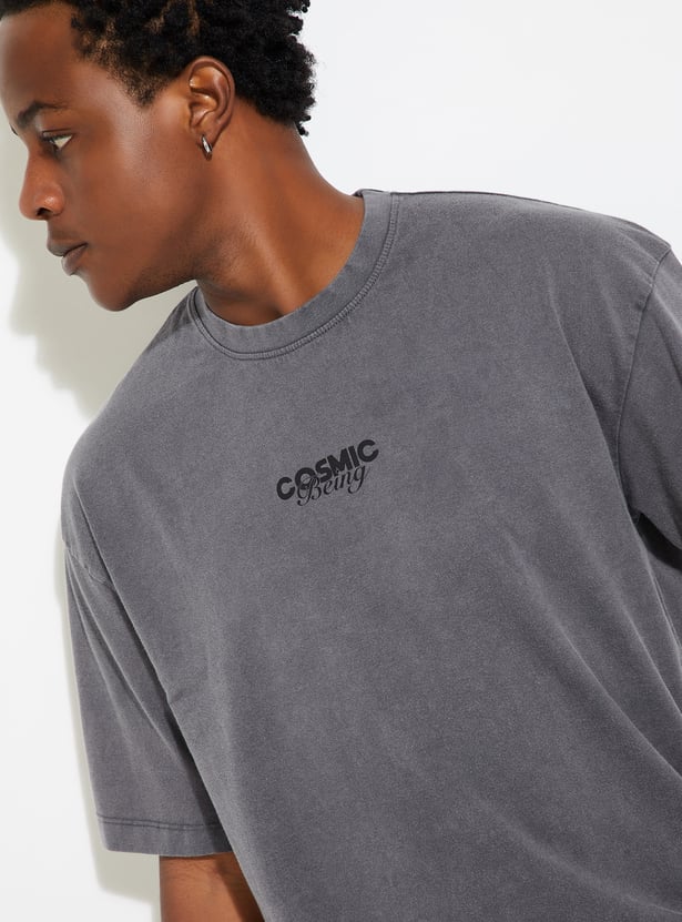 URB_N Men Oversized Back Print T-shirt