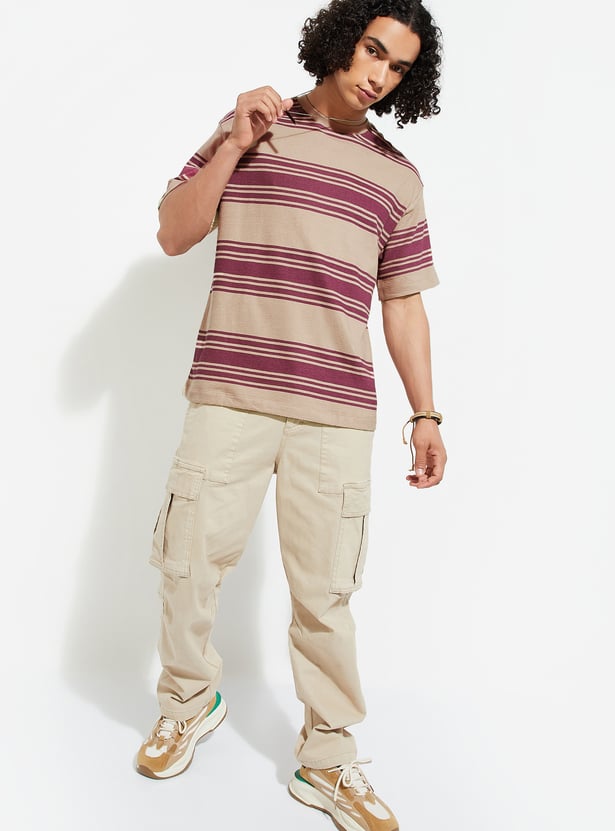 URB_N Men Striped Oversized T-shirt