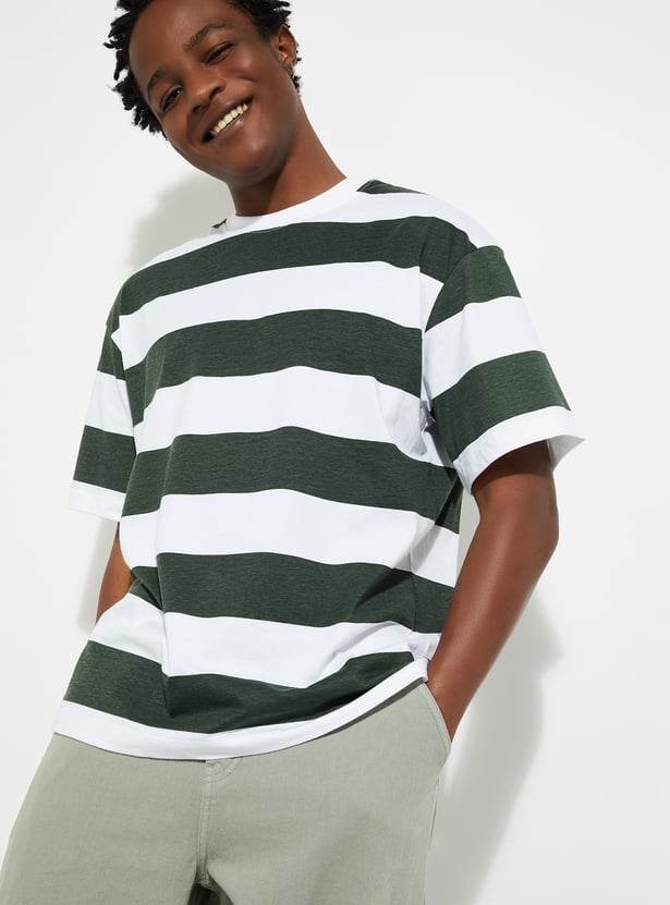 Buy URB N Men Oversized Striped T shirt Online at just Rs. 499.0 1000013955469 Max Fashion