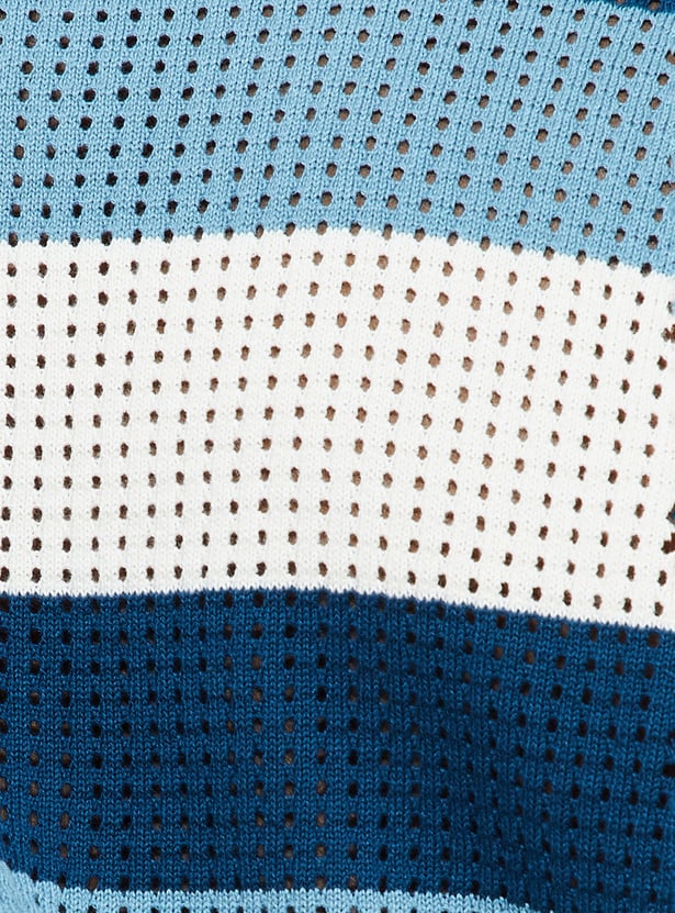 URB_N Men Oversized Striped Polo T-shirt