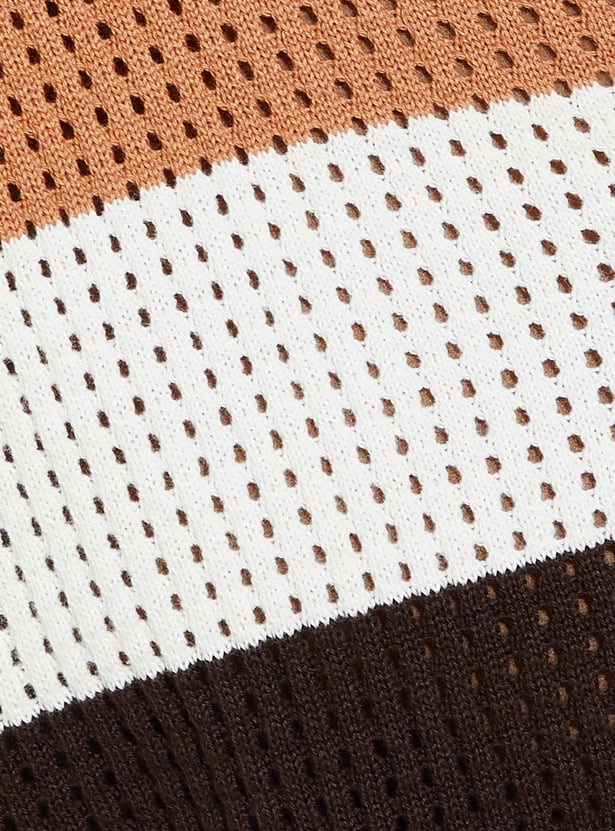 URB_N Men Oversized Striped Polo T-shirt