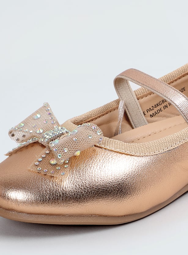 Buy Girls Metallic Ballerinas with Bow Online at just Rs