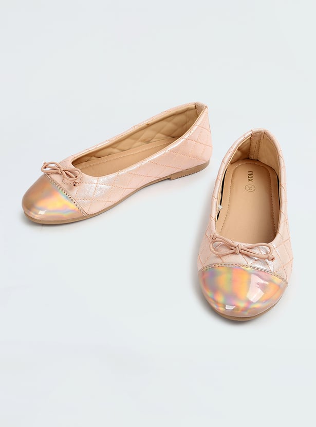 Girls Quilted Cap Toe Ballerinas