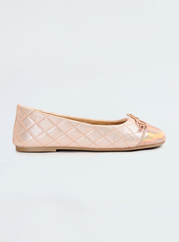 Girls Quilted Cap Toe Ballerinas