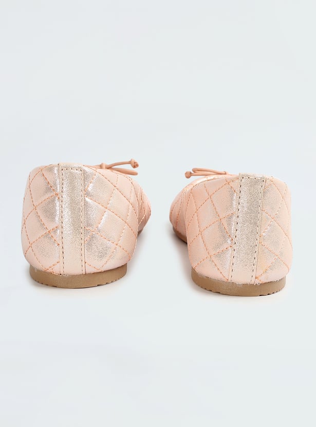 Girls Quilted Cap Toe Ballerinas