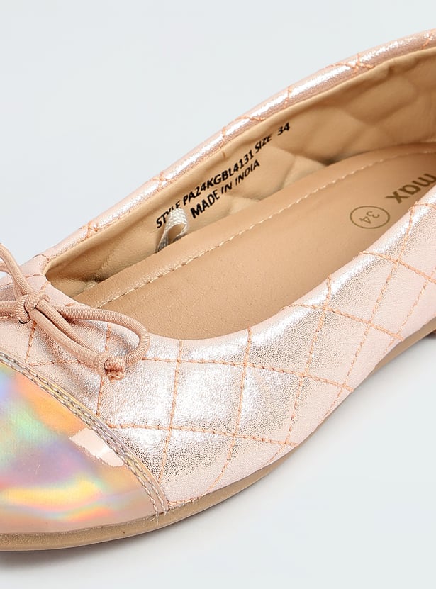 Girls Quilted Cap Toe Ballerinas