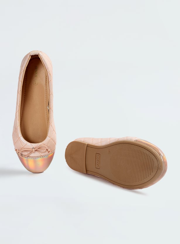 Girls Quilted Cap Toe Ballerinas