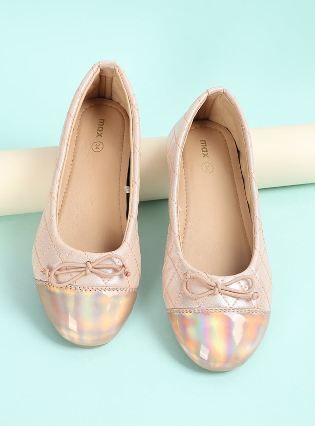 Girls Quilted Cap Toe Ballerinas