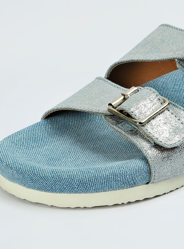 Women Metallic Denim Flats