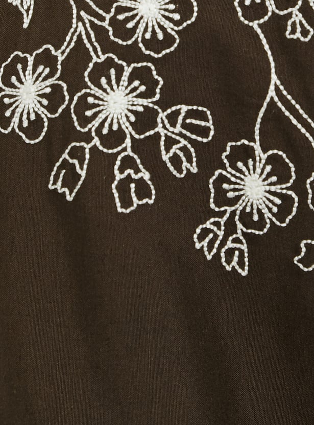 URB_N Men Embroidered Oversized Resort Shirt